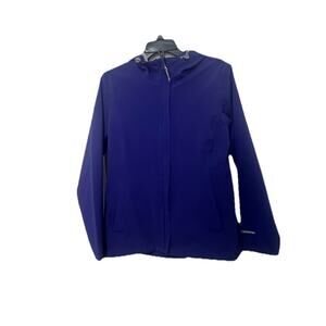 Free Country Womens Windbreaker Jacket Hooded Full Zip Pockets Blue Size Medium